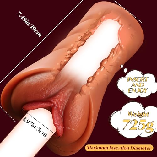 Image of Realistic Pocket Pussy for Men with Two Texture Fleshy Channels | BIG SHOCKED Male Masturbator with Extended Vagina & Anal Tunnel, TPE Soft Tight Wrap Stimulation Mens Light Sex Doll
