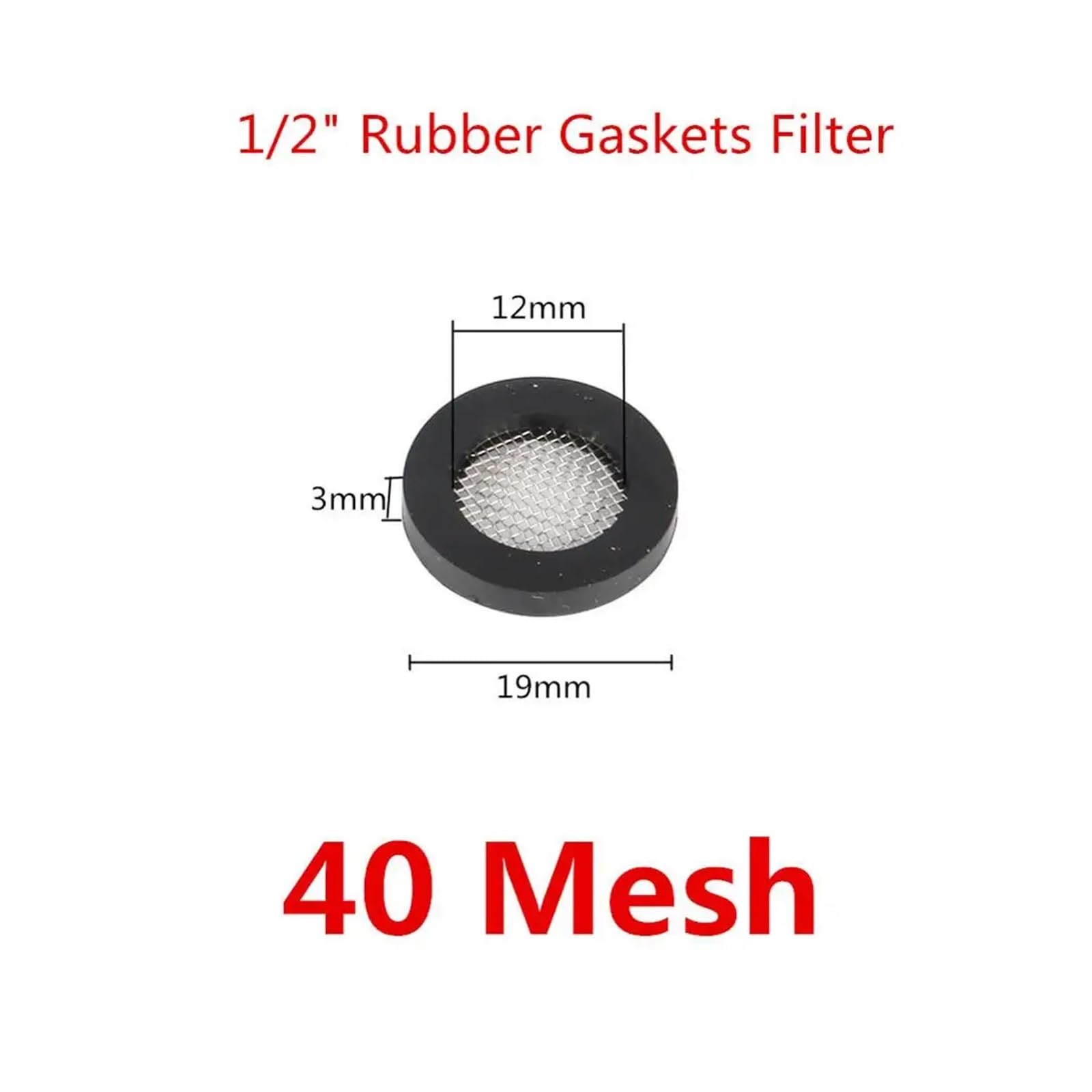 Podkładka węża z sitkiem 200 szt. Gumowa płaska uszczelka z uszczelką kranu z filtrem siatkowym 40(19mm Black 40 mesh)