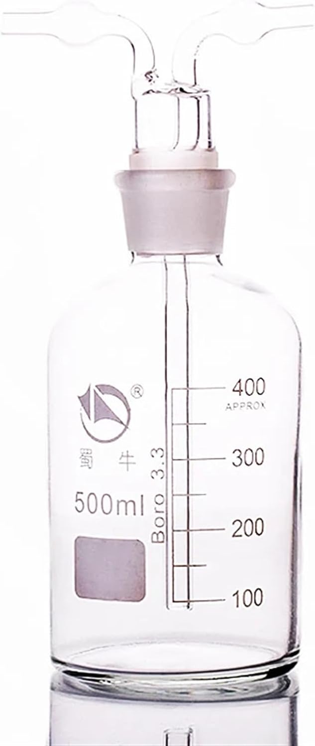 Drechsel gas washing bottle,Capacity 500ml,Lab Glass Gas Washing Bottle