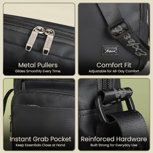 Image of Sling Bag for Men & Women- Crossbody Sling Bag for Travel, Cycling & Hiking | Waterproof Shoulder Bag with Compartment and Zipper Pockets