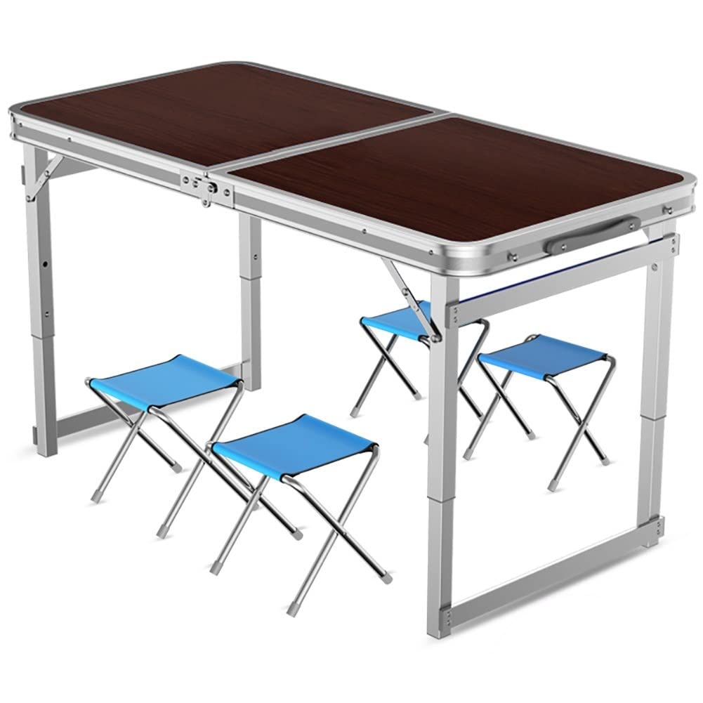 Office Star Resin Multipurpose Rectangle Table, Height Adjustable, Center Folding(Table+4 Stools)