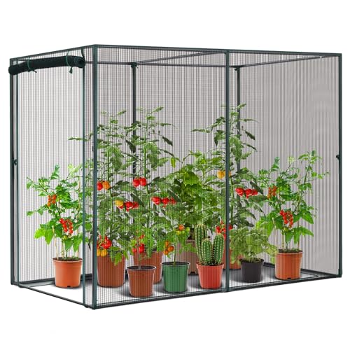 Fruit Cage Plant Cages for Garden: Ohuhu 2x1.2x1.6 m Large Plants Protection Tent Cage with Zippered Door for Vegetable Flower Fruit Greenhouse with Netting Cover for Raised Beds
