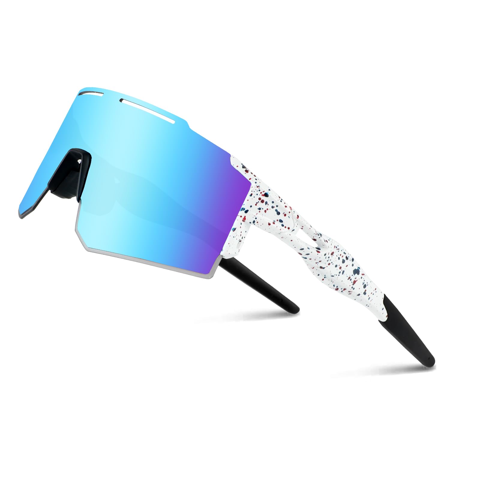 Gafas de sol polarizadas, Gafas Protección UV400 para hombre y mujer, gafas deportivas rápidas para deportes al aire libre, pesca, ciclismo, correr, 1 lente (blanco azul), blanco y azul