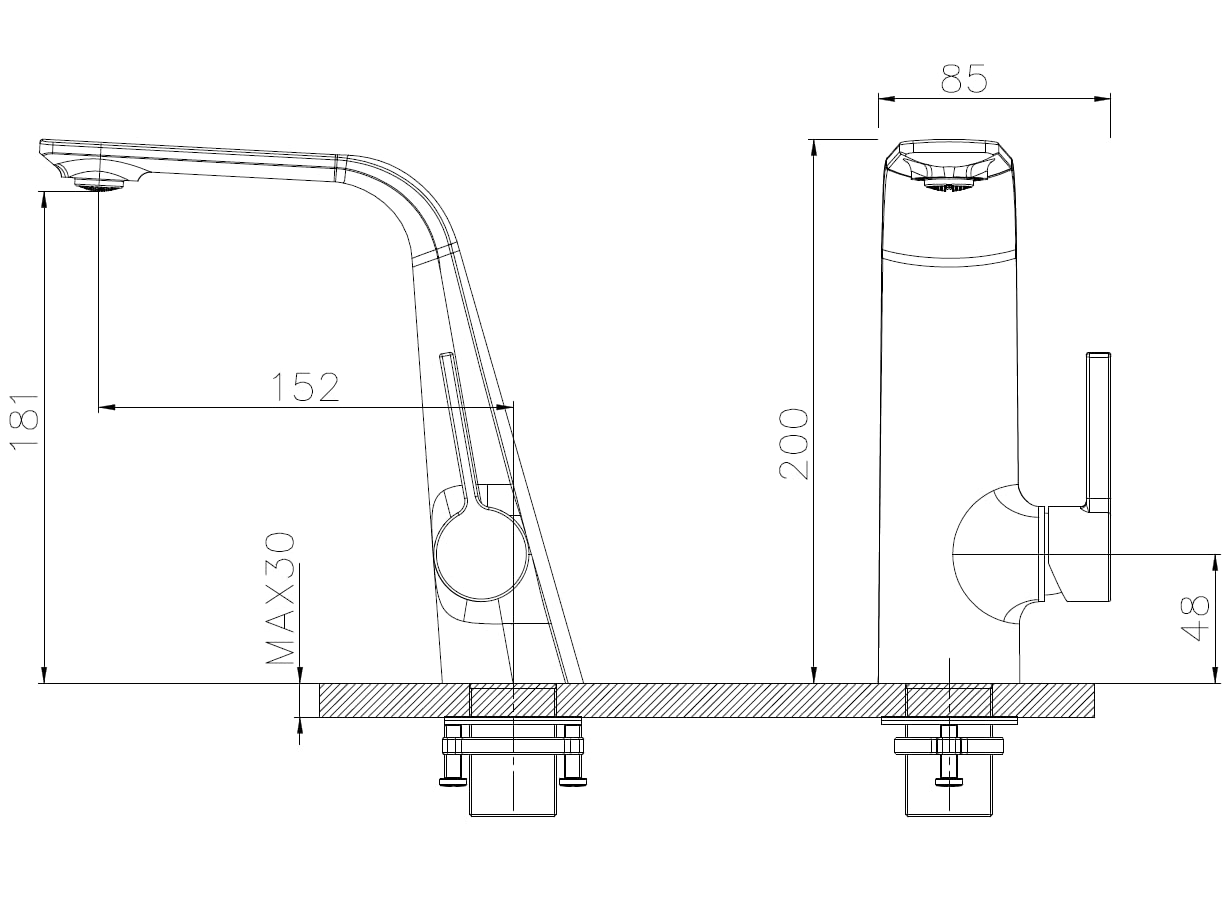 INEX EUROPA Grifo Lavabo Negro Gris Titanio Alta Presión - Grifo Baño Monomando Ahorro de Agua Alta Presion Graduable - Grifo Lavabo Moderno Fácil Instalación - Grifo Graduable con Garantía 10 Años