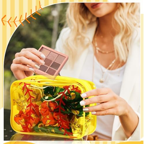 24 Pcs Softball Team Gifts Cosmetic Bags PVC Clear Waterproof Makeup Organizer 7 x 5.5 x 1.8 '' Travel Toiletry Zippered Pouch for Women Coach Party Favors Sport Accessories4