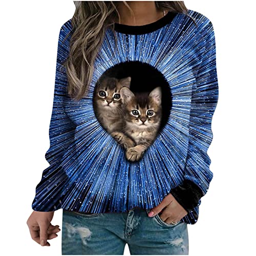 Felpa da donna stampata 3D con gatto sveglio