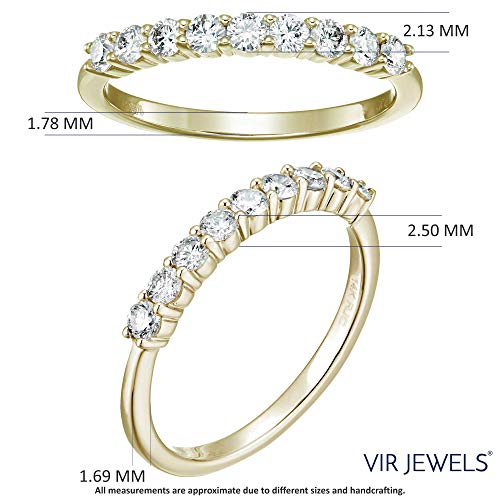 1/5 cttw to 3/4 cttw Round Diamond Wedding Band for Women 14K Gold 9 Stones Prong Set, Size 4.5-104