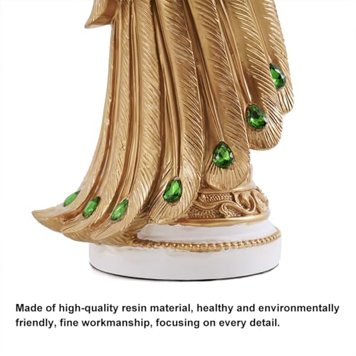 homary 27.6" Decorative Peacock Statue Large Glam Animal Sculpture Resin Crafts Home Decor for Art Ornament (White & Gold) - Image 4