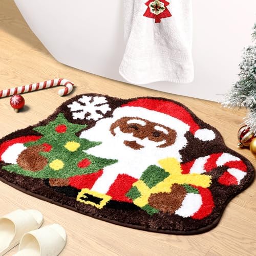 Percozzi Christmas Bath Mat Black Santa Bath Rugs African American ...