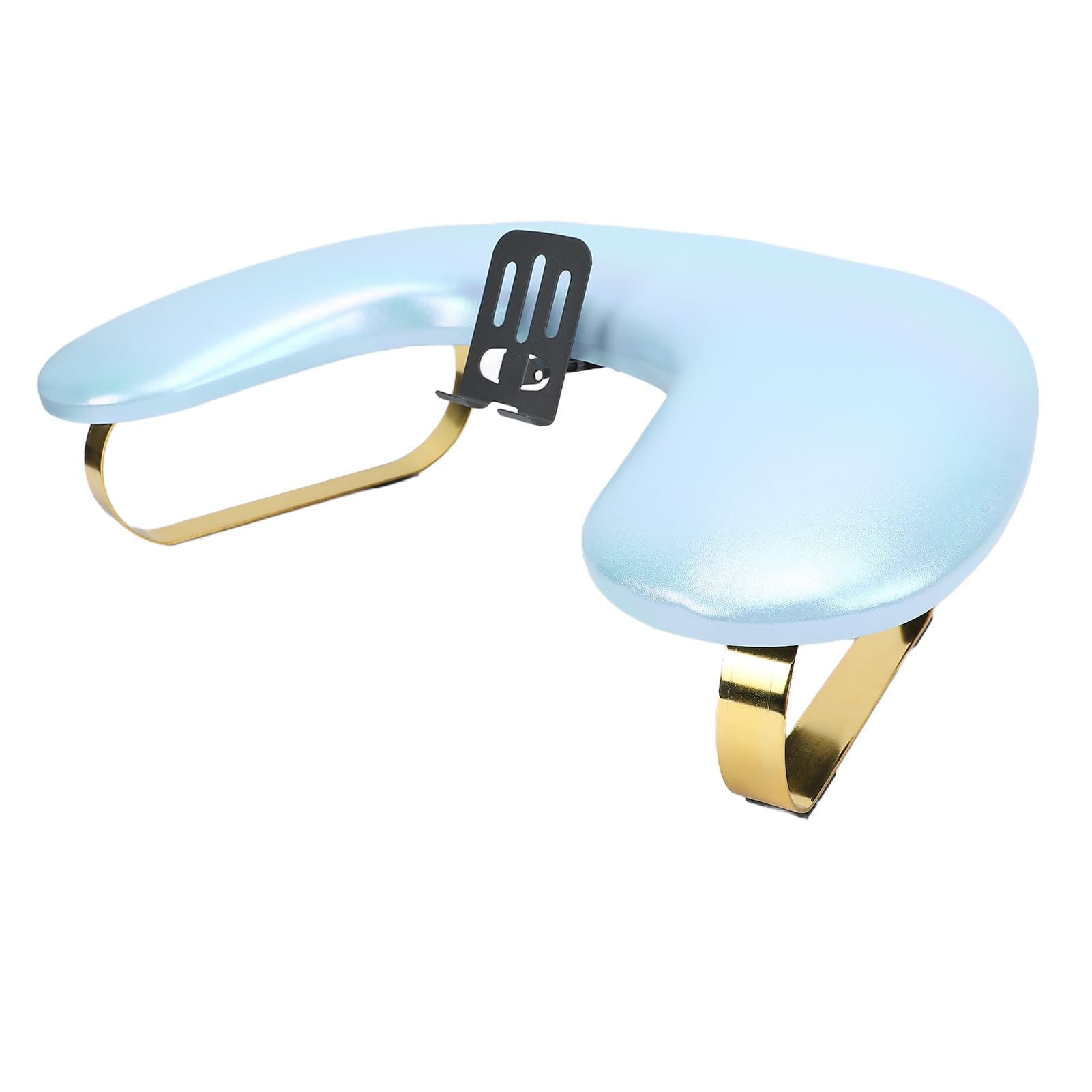 Reposabrazos ergonómico para uñas en forma de U, piel sintética, soporte ajustable para teléfono, cojín cómodo para manicura profesional y salón de belleza (cielo azul)