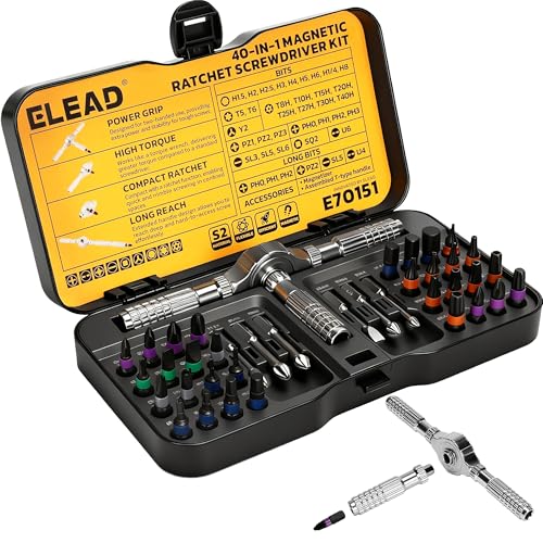 40 in 1 Magnetic Ratchet Screwdriver Set, Multi Bit Magnetic Ratcheting Screwdriver Set with Detachable Ratchet Handle, Repair Tool Kit for Computer Bicycle Furniture DIY