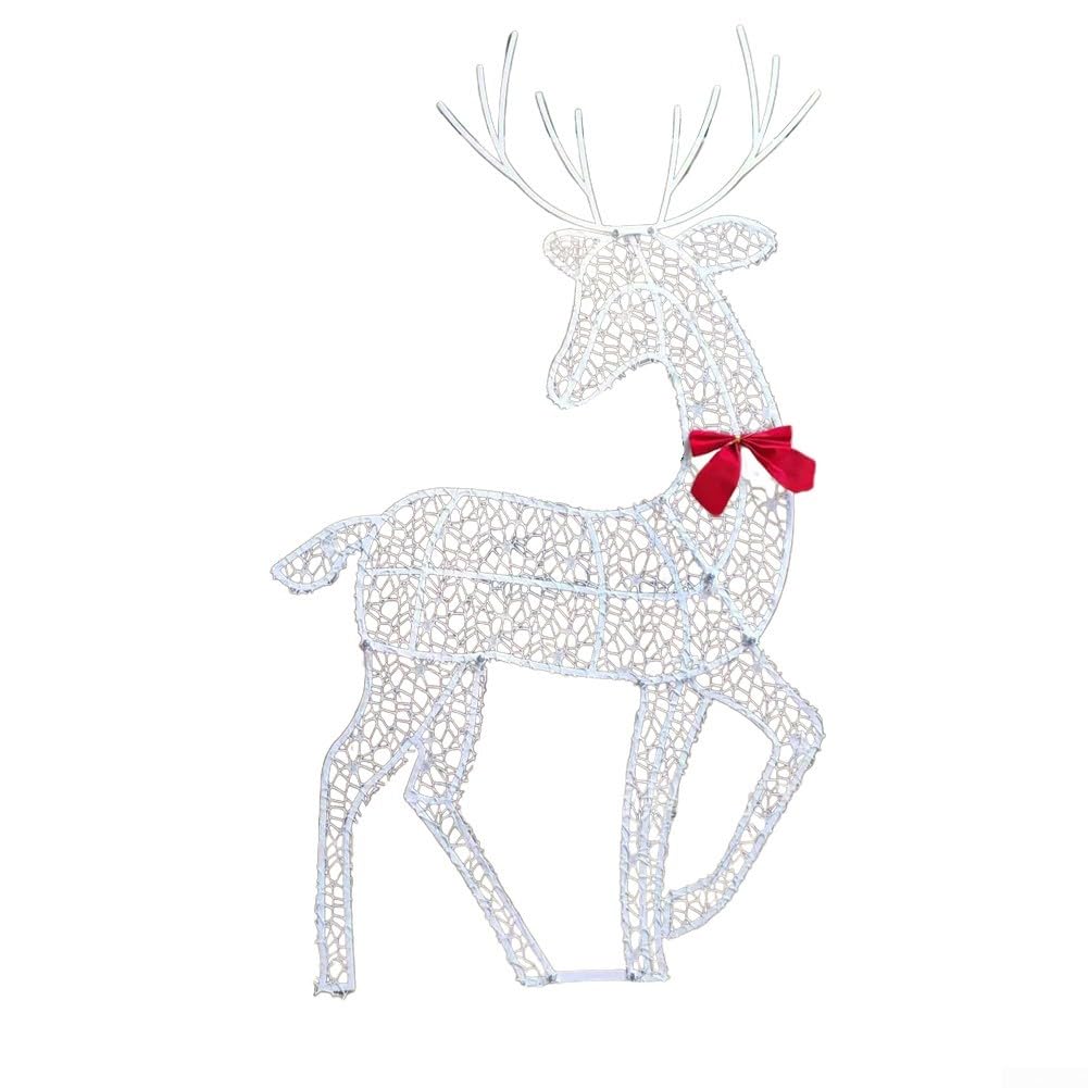 Beleuchtete Weihnachtsdekoration Hirsch 3 Stück Weihnachten Glitzernde LED Rentier Wetterbeständige Metall Hirsch Figur Outdoor Hof Rentier Urlaub Dekoration für Garten Festlich Hof