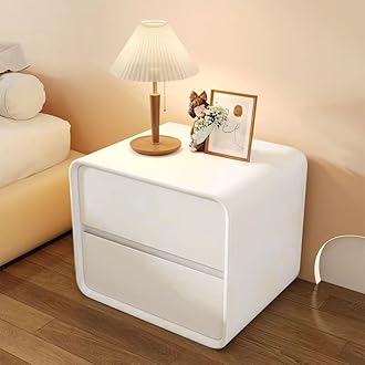 Nightstands, Side End Table with 2 Drawers, Bedside Table with Storage, Small Dresser with 2 Drawers, Bedside Furniture, Night Stand, End Table with Fabric Bins for Bedroom, Closet, Entryway (Cream)