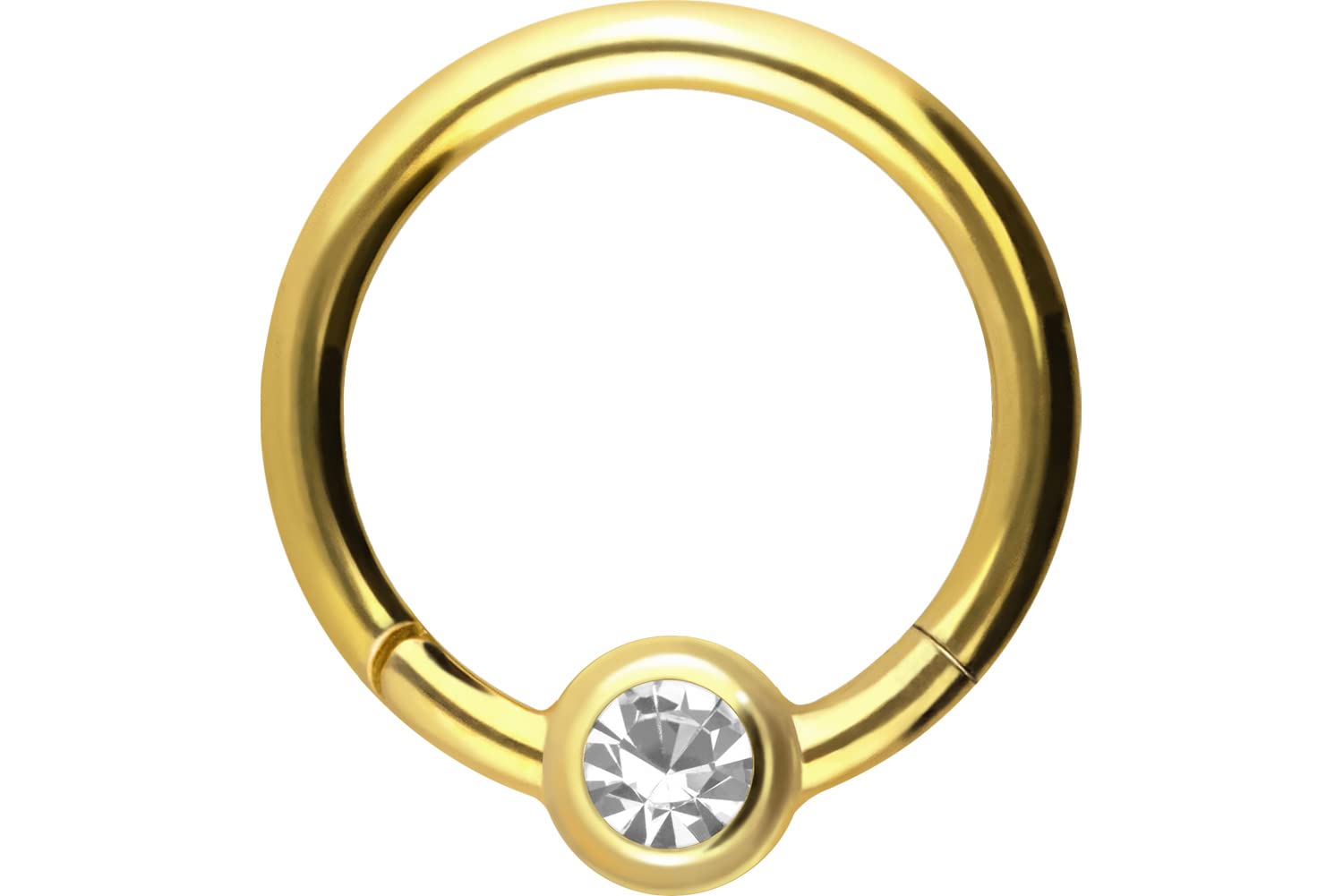 PIERCINGLINE 750er Gold Segmentring Clicker | 18 KARAT | KRISTALL | Piercing Ring Septum Helix Tragus | Farb & Größenauswahl