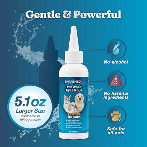 Image of Large Pet Eye Wash 5.1 oz Gentle Eye Irritation Solution for Pets Removes Dirt, Debris & Tear Stains Safe for Daily Use