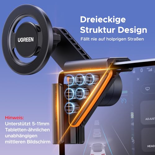 UGREEN MagSafe Autohalterung für Tesla Model 3 / Y, Speziell für Tesla Entwickelte Handyhalterung Auto, 360°Drehbare Auto Handyhalterung für iPhone 17 16 15 14 13 12 & Magsafe Hülle 4