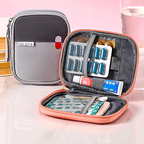 Image of Family Medicine Bag, Portable Outdoor Travel Medicine Kit Bag, Mini First Aid Bag for Camping Hiking Travelling (Small, Gray)