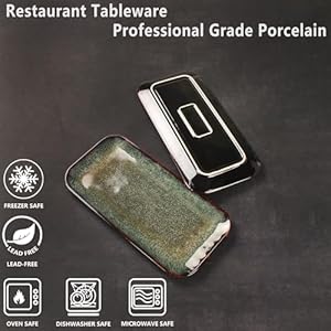 Ceramic Serving Dinner Plate Set, 4-Piece for Main Meals, Tacos, Lunches, Snack, Platters - Microwave and Dishwasher Safe, Scratch Resistant, Kitchen Serving Dinnerware, Black 12.4 Inch Ceramic Serving Dinner Plate Set 4 Piece for Main Meals Tacos Lunches Snack Platters Microwave and Dishwasher Safe Scratch Resistant Kitchen Serving Dinnerware Black 124 Inch