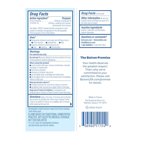 Boiron Arnicare Gel for Relief of Joint Pain, Muscle Pain, Muscle Soreness, and Swelling from Bruises or Injury - Non-greasy and Fragrance-Free - 1.5 oz - image 6
