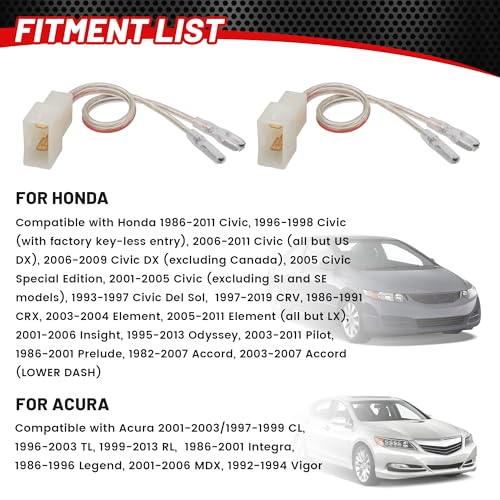 Image of RED WOLF Speaker Connector Wire Harness for 1986-2019 Honda Civic Accord Odyssey CRV Acura CL TL RL Integra MDX Vigor Legend Replace Install Aftermarket Speaker Adapter 2 PCS (Pack of 2)