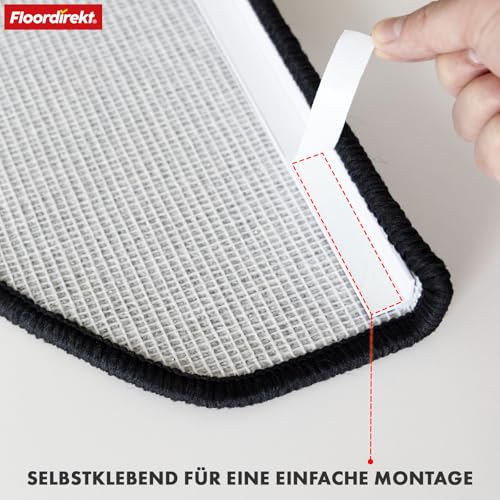 Floordirekt Treppenstufen Matten - London Pro Anthrazit - 1 Stück Stufenmatten Treppenteppich halbrund 25x65 cm