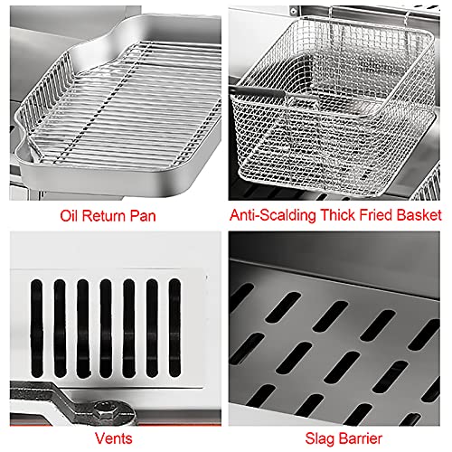 Generic Professionelle Gasfritteuse, kommerzielle Edelstahl-Fritteuse mit Korb & Ölablassventil für Pommes-Restaurants Supermärkte (15/18 Liter) – Bild 8