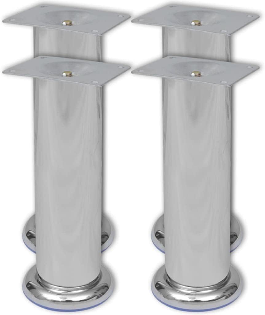 4 Round Sofa Legs Chrome 7.1",Chair & Sofa Supports-2.51lbs
