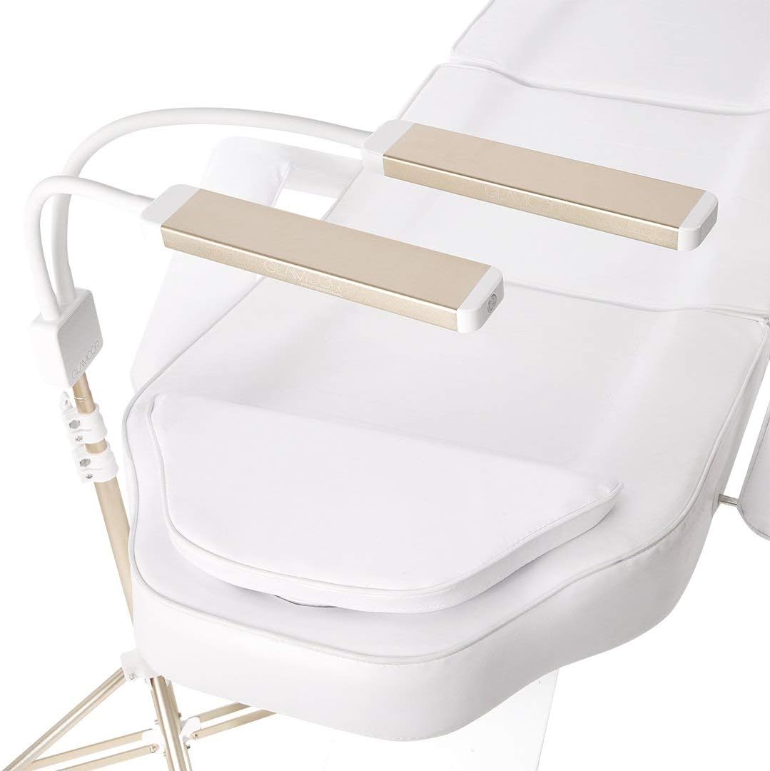 GLAMCOR Revolution X Portable LED Lighting Kit for Beauty and Skincare | HD 5600K Lighting | Dual-Length arms for Precise Positioning (White/Gold)