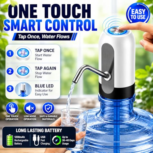 Image of Automatic Wireless Water Can Dispenser Pump for 20 Litre Bottle Can - Low Noise, High Efficiency Drinking Water Pump