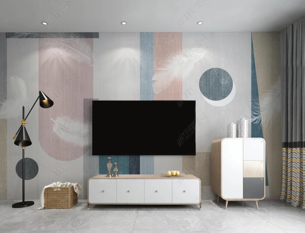 Papier Peint Intissé plumes rétro poster géant mural salon et chambre 300x210 cm