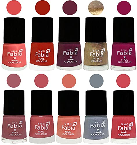 Image of ALL IN ONE (PACK OF 10), Long Lasting Glossy Nail Polish, 6 ml Each, All Vibrant Colours,01817