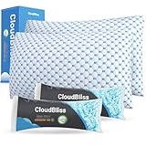 CloudBliss Shredded Memory Foam Pillow for Sleeping - Adjustable Cooling Pillow with Breathable Washable Cover, CertiPUR-US Certified, 1 Pack Queen Size for Side/Back/Stomach Sleepers