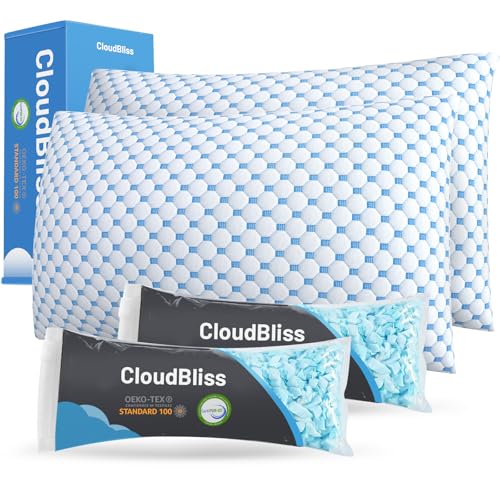 CloudBliss Shredded Memory Foam Pillow for Sleeping - Adjustable ...