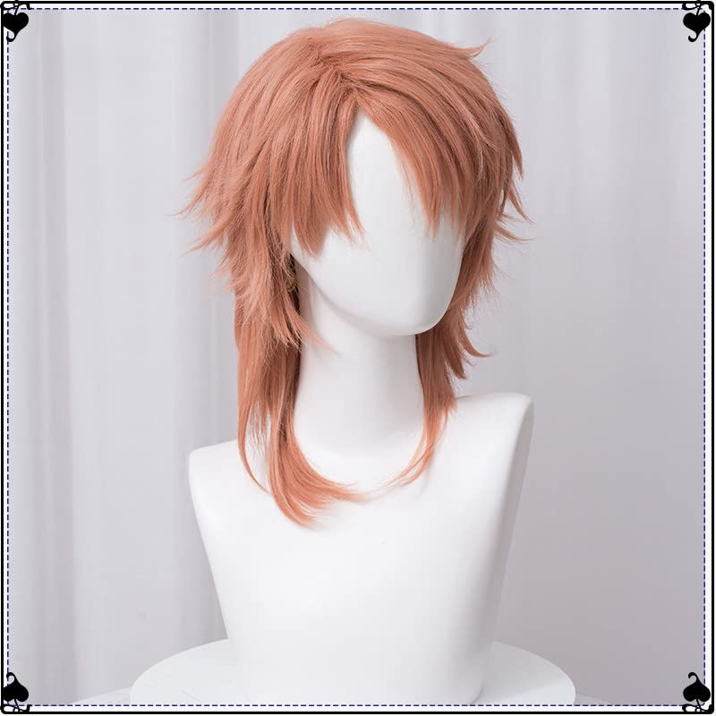 Miniatura 4 de Anime Demon Slayer Kimetsu no Yaiba Sabito Wig Cosplay Costume Men Women Orange Pink Curly Hair Heat Resistant Synthetic Hair Wigs (Sabito)