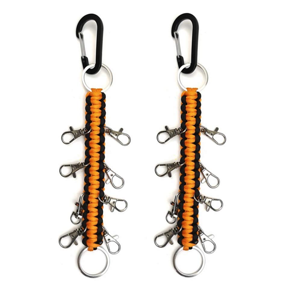 2 Pack Cheer Bows Holder, Paracord Cheer Bows Holder Paracord Keychain for Teen Girls Cheerleader Sports (Black and orange)