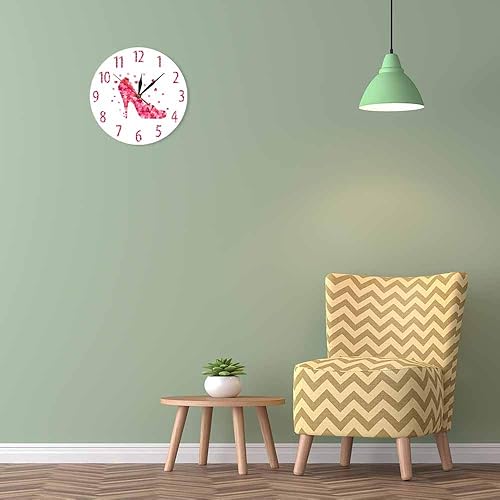 Miniatura 9 de The Geeky Days Reloj de pared con estampado de pétalos de rosa rosa con tacón alto y silencioso, arte de pared para mujer, dormitorio, femenino,