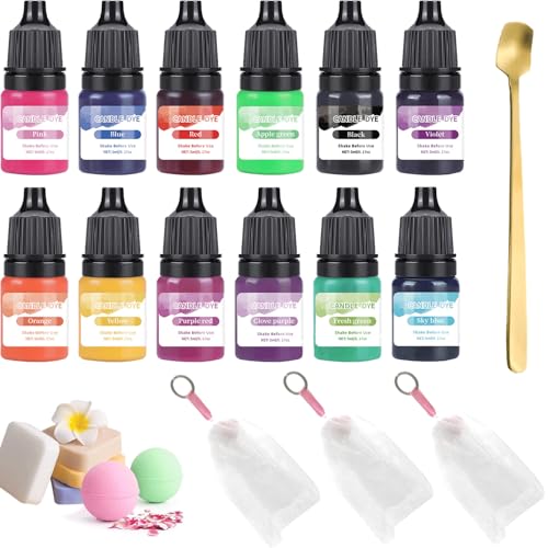 Canollo Seifenfarbe Set, 12 Farben x 5ml Seifenfarben Bio Natürlich für Seife Selber Machen, Seifen Selber Machen Farbe Set für Diy Badebomben, Handgemachte Seifen, Schleim, Ton, Kunsthandwerk