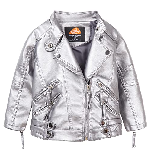 Mud Kingdom Little Boys Girls Motorcycle Jacket Collared Faux Leather2