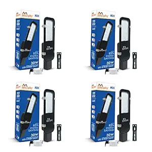 Murphy LED 30W Dusk to Dawn Auto Day/Night ON/Off Street Light, IP-65 Outdoor Light (Cool White, Pack of 4, Aluminum)