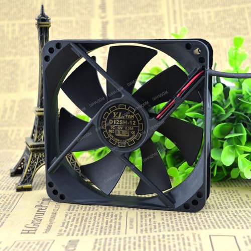 DJHAQDM Compatible para Yate Loon D12SM-12 12V 0.3A 120x120x25mm 12cm 2-Wire Ventilador refrigeración