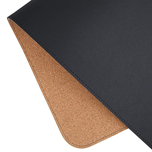 Natural Cork & Leather Double Sided Office Desk Mat Smoth Surface Mouse Pad Multi Usage Desk Protector Mat for Office/Home (47.2