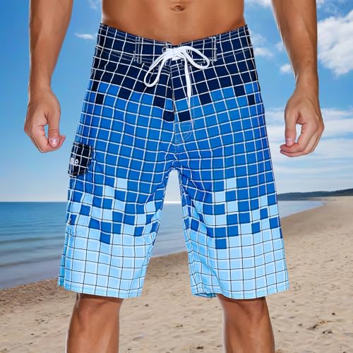 Men's Swimwear Trunks Printed Quick Dry Beach Shorts with Lining