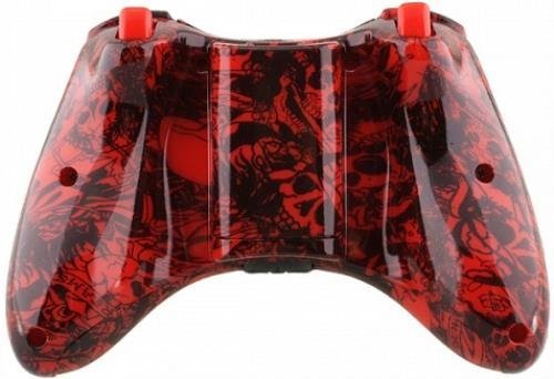 Hydro Dipped Grave Red Skull Wireless Controller Replacement Shell for XBOX 360