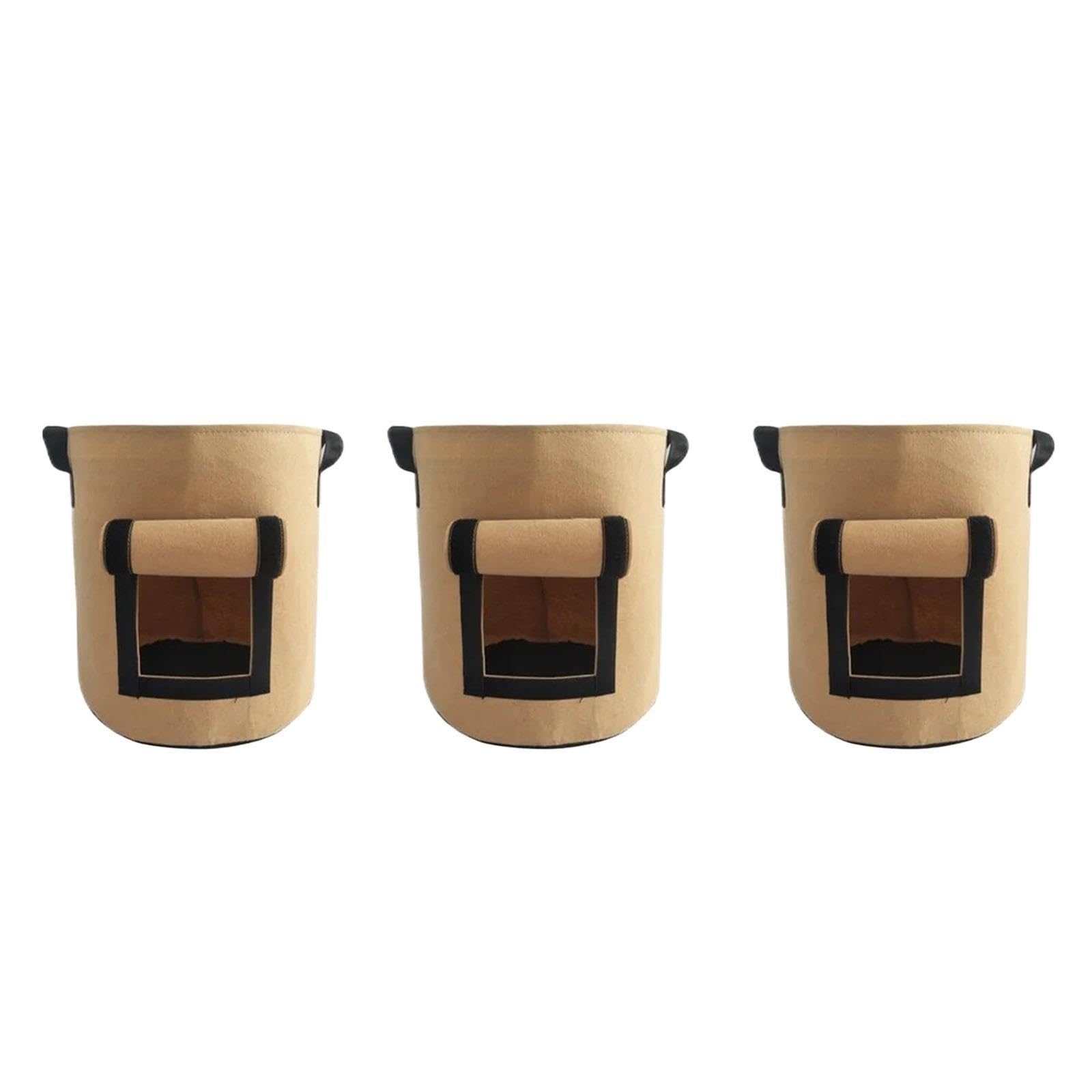 Stofftopf Pflanzbeutel aus Filz, Vliesstoff | For den Garten(Camel-S-3PCS)