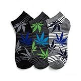 Generic 12 Pair Ankle Socks Cannabis Leaf Weed Pot Crew Low Cut Running Men Women 10-13,Black