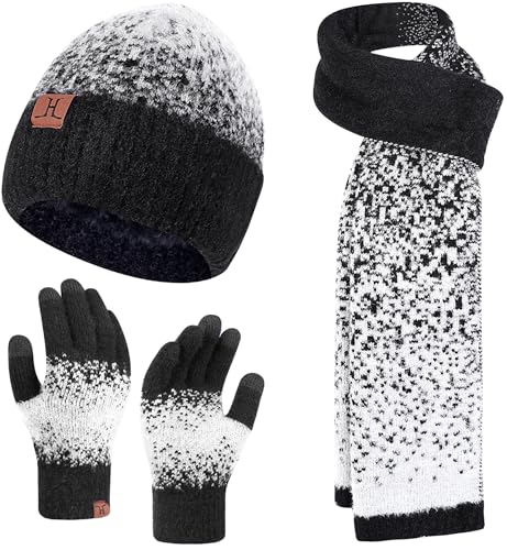 Winter Beanie Hat Scarf Gloves, Warm Fleece Lined...