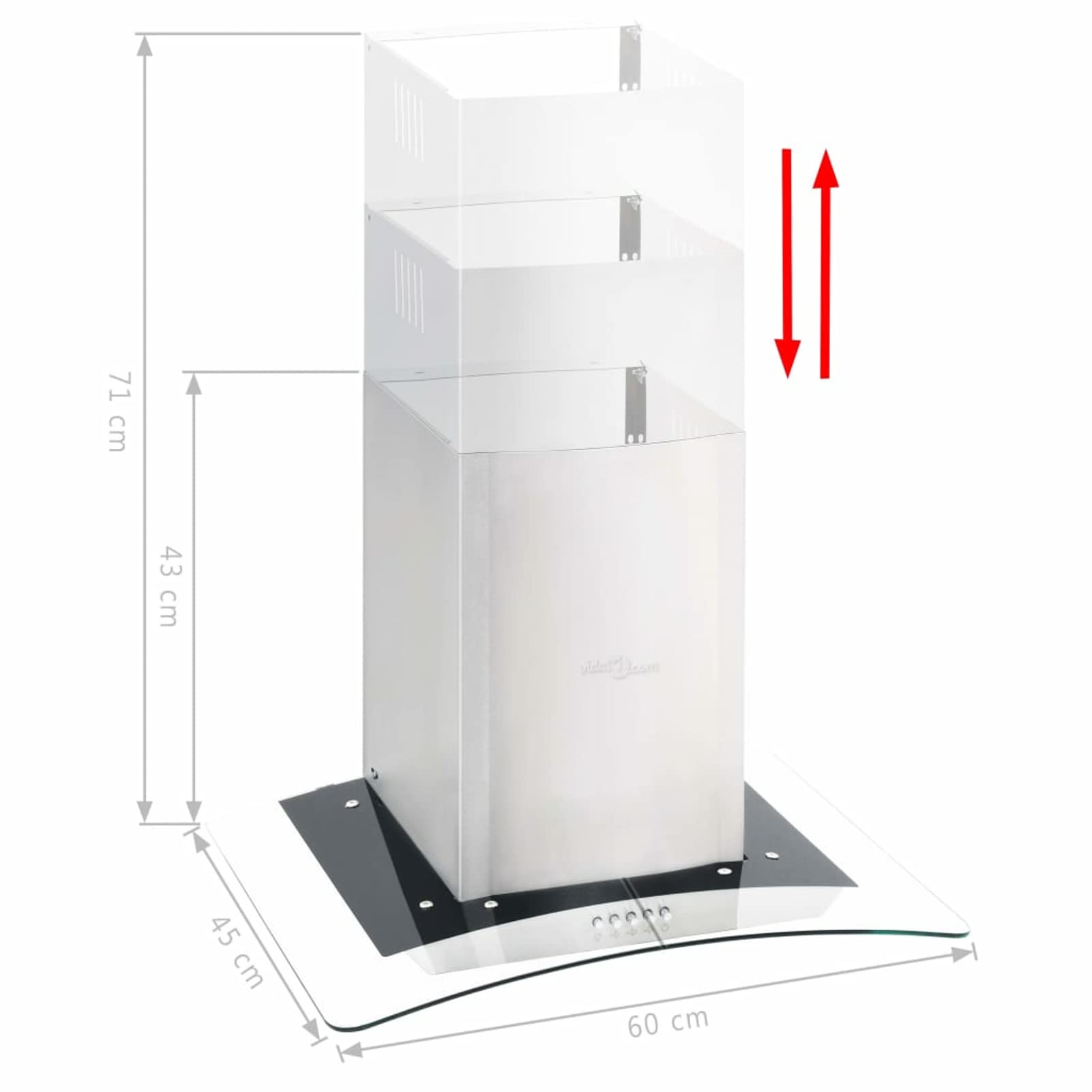 Homgoday Dekoracja okapu kanalizacyjnego na ścianę 60 cm wzdłużny gardło ze stali nierdzewnej 756 m³/h LED, meble domowe do wnętrz na zewnątrz salon sypialnia