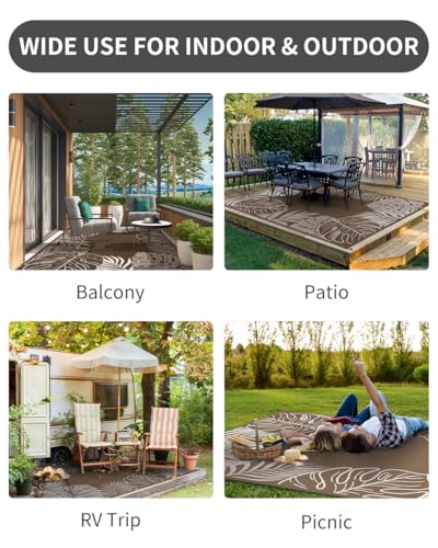 COCOER Tropical Outdoor Rug 5x8 Reversible-Waterproof Patio Rug-Quick Dry Outdoor Carpet-Outdoor Area Rugs Indoor Outdoor Rugs-Outside Rug Patio Decor for Porch Deck Balcony Backyard - Image 3