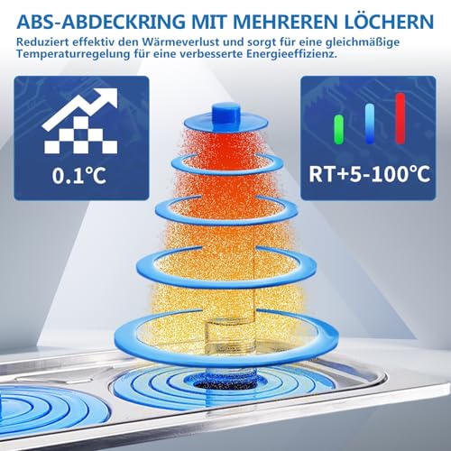 Agrdeed Digitales Labor Wasserbad 300W, 3L Laborwasserbad Thermostatisches Wasserbad Topf mit Timerfunktion, Digitale Wasserbadheizung mit Edelstahl-Innenbehälter für Labor und Forschung