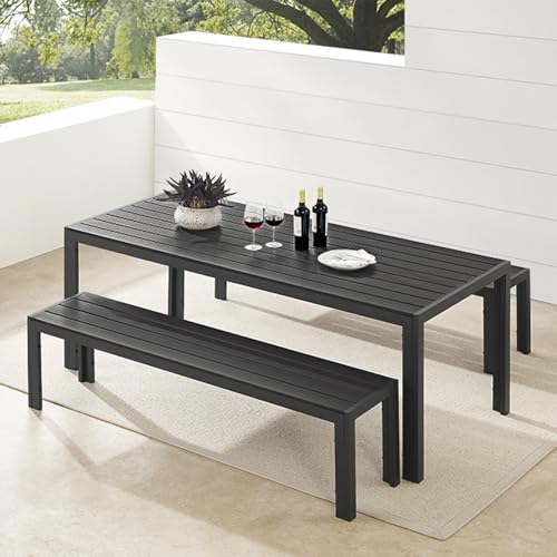Riess Ambiente Moderne Gartenbank DESIGNO - 180cm - anthrazit schwarz - Aluminium wetterfest Outdoor Sitzbank